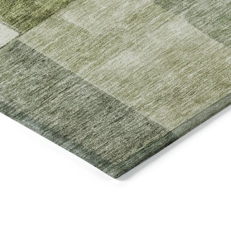 8' X 10' Sage And Fern Green Geometric Washable Indoor Outdoor Area Rug