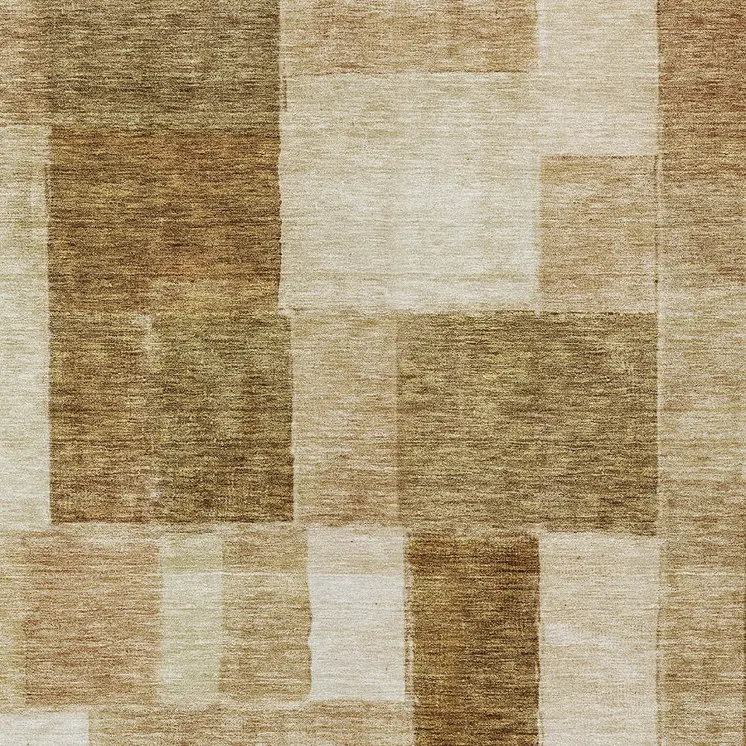 5' X 8' Terra Cotta Beige And Brown Geometric Washable Indoor Outdoor Area Rug