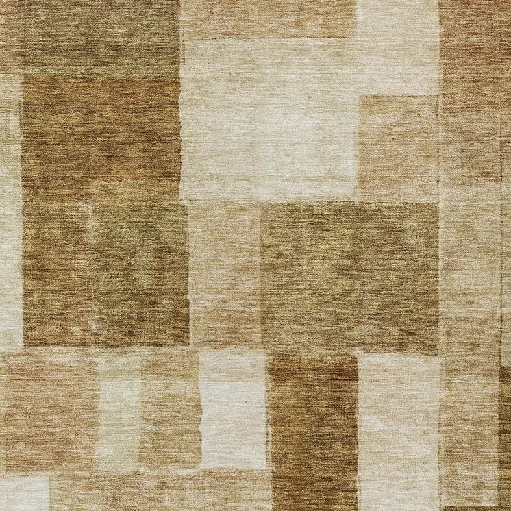 8' X 10' Terra Cotta Beige And Brown Geometric Washable Indoor Outdoor Area Rug