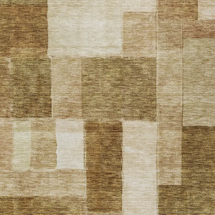9' X 12' Terra Cotta Beige And Brown Geometric Washable Indoor Outdoor Area Rug