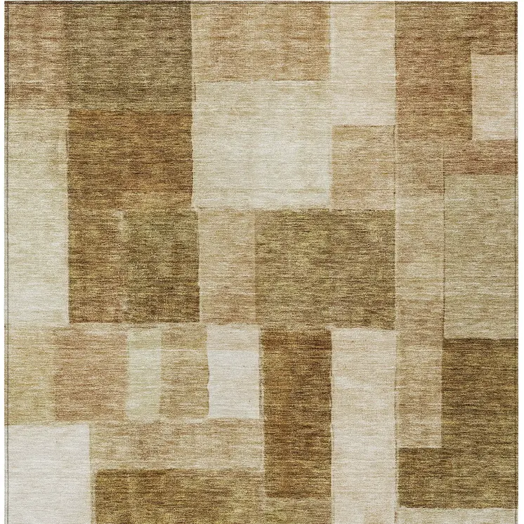 10' X 14' Terra Cotta Beige And Brown Geometric Washable Indoor Outdoor Area Rug
