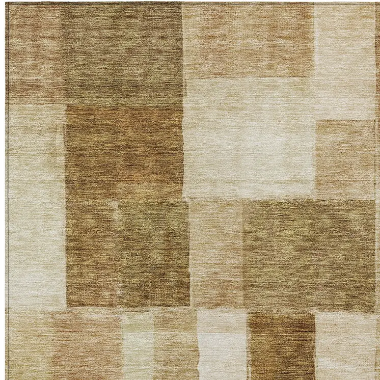 10' X 14' Terra Cotta Beige And Brown Geometric Washable Indoor Outdoor Area Rug