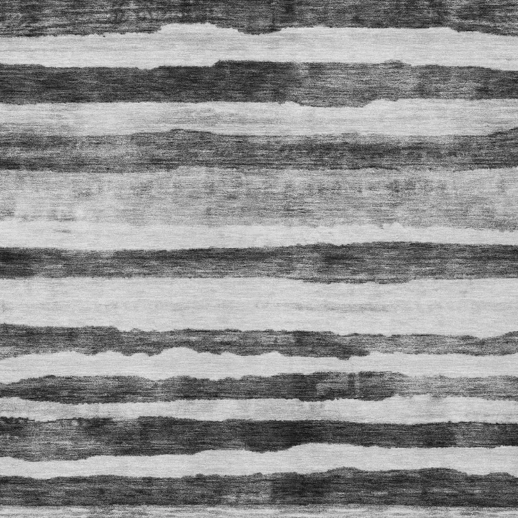 9' X 12' Charcoal And Gray Striped Washable Indoor Outdoor Area Rug