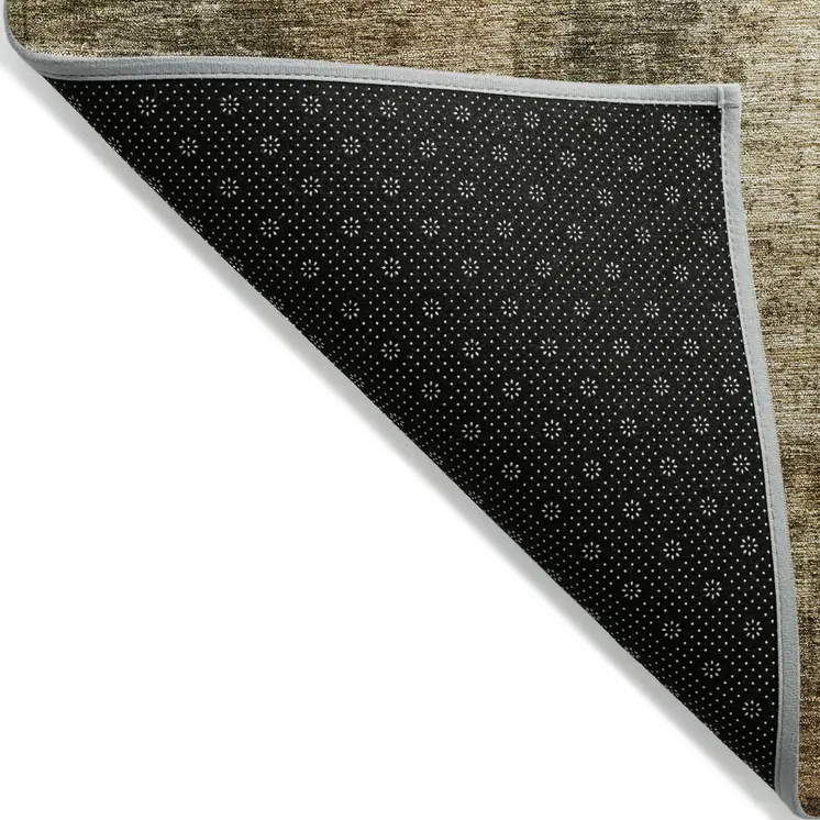 3' X 5' Linen Black And Copper Abstract Washable Indoor Outdoor Area Rug