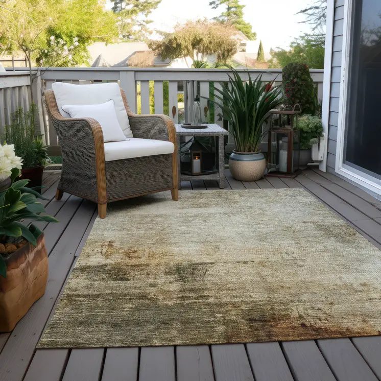10' X 14' Linen Black And Copper Abstract Washable Indoor Outdoor Area Rug