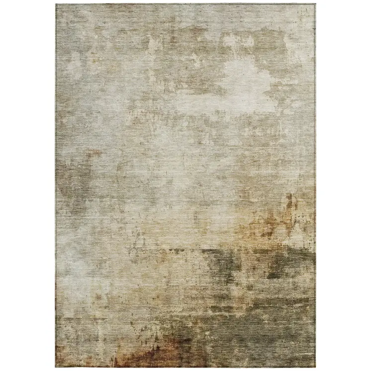 10' X 14' Linen Black And Copper Abstract Washable Indoor Outdoor Area Rug