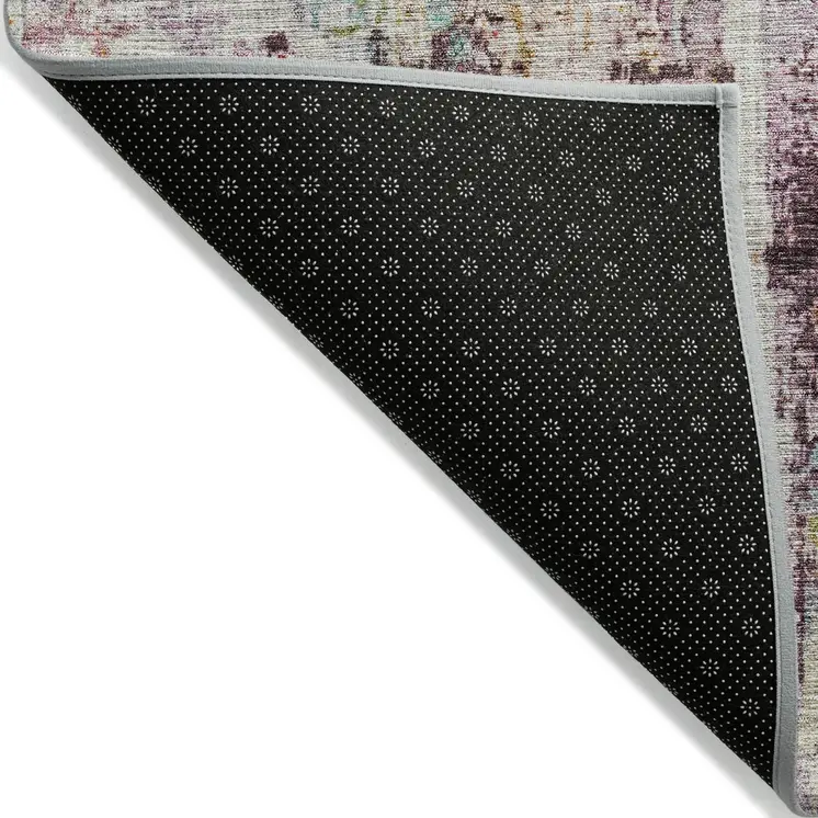 5' X 8' Lavender Green And Blue Abstract Washable Indoor Outdoor Area Rug