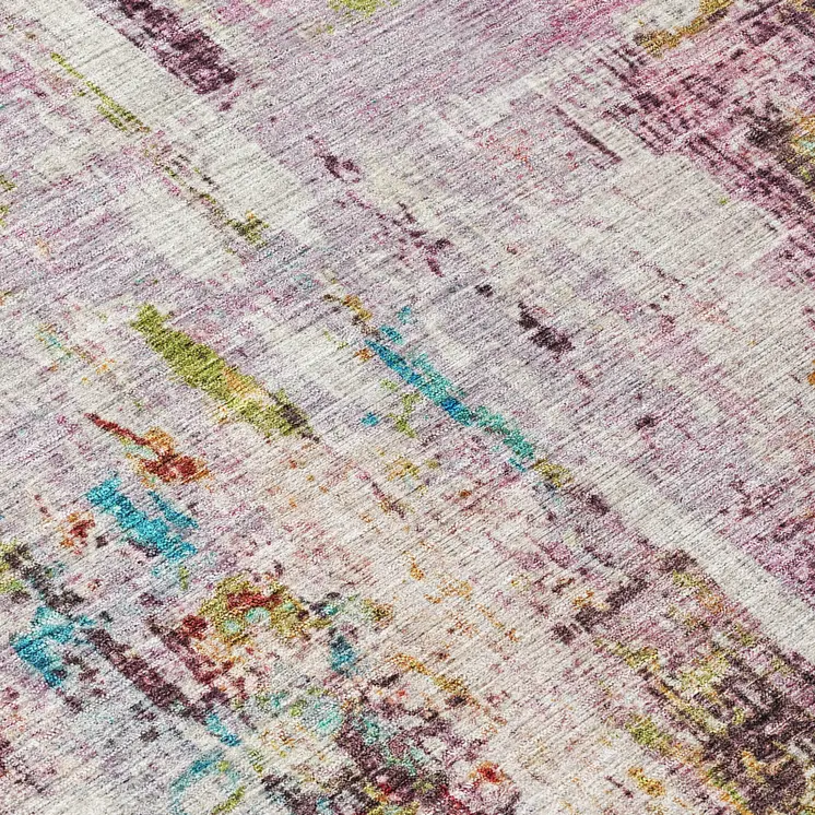 9' X 12' Lavender Green And Blue Abstract Washable Indoor Outdoor Area Rug