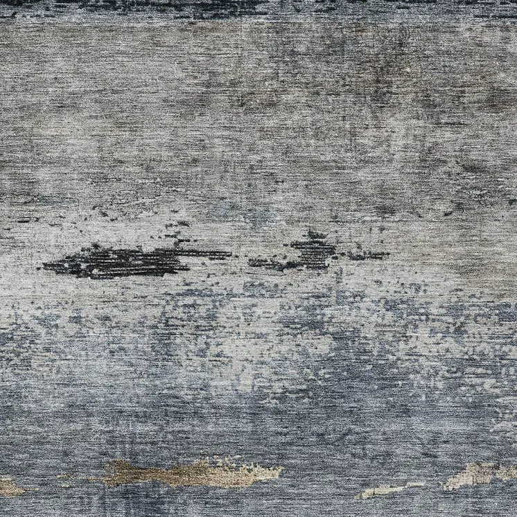 5' X 8' Navy Blue Gray And Black Abstract Washable Indoor Outdoor Area Rug