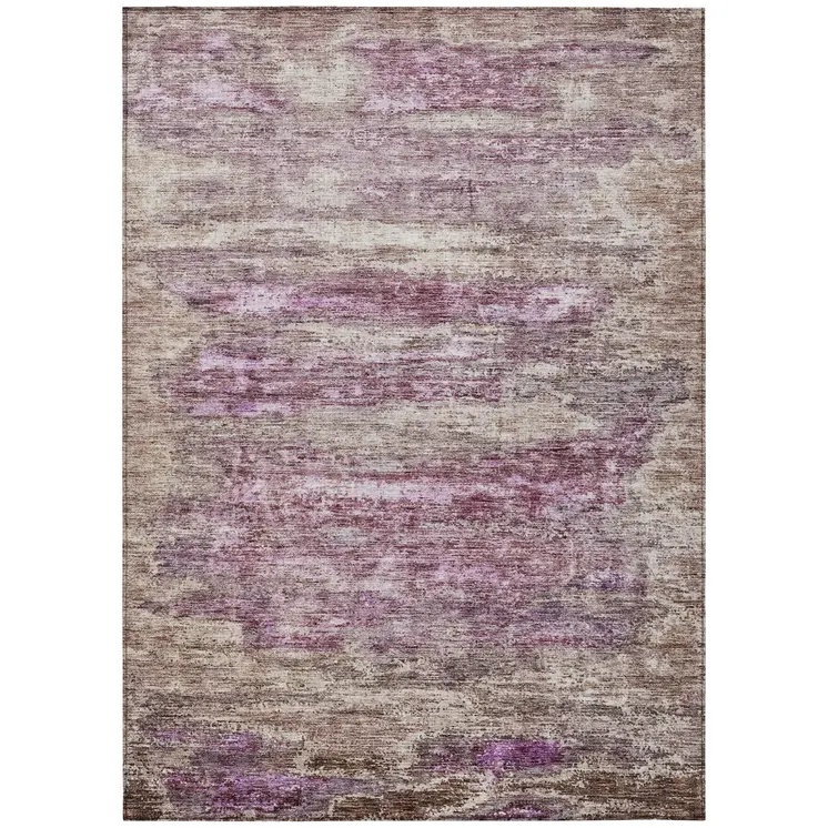 10' X 14' Blush Brown And Beige Abstract Washable Indoor Outdoor Area Rug