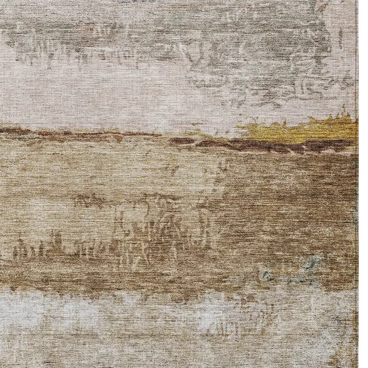 3' X 5' Beige Brown And Gray Abstract Washable Indoor Outdoor Area Rug