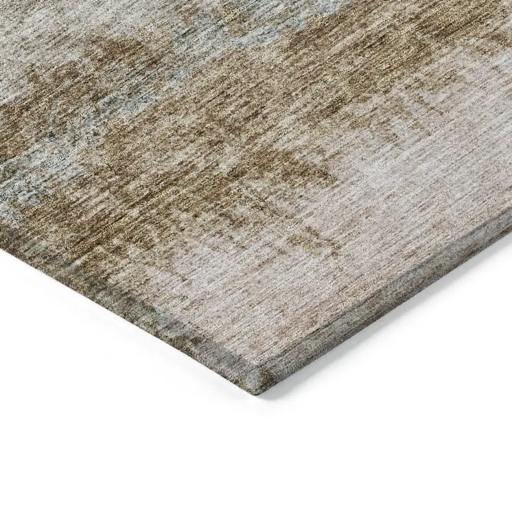 10' X 14' Beige Brown And Gray Abstract Washable Indoor Outdoor Area Rug