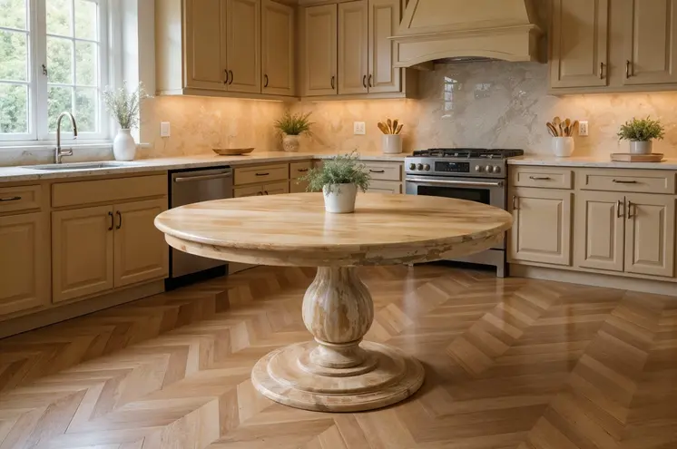 60" Natural Solid Wood Pedestal Base Round Top Dining Table
