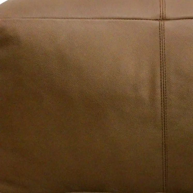 22" Brown Genuine Leather Pouf Ottoman