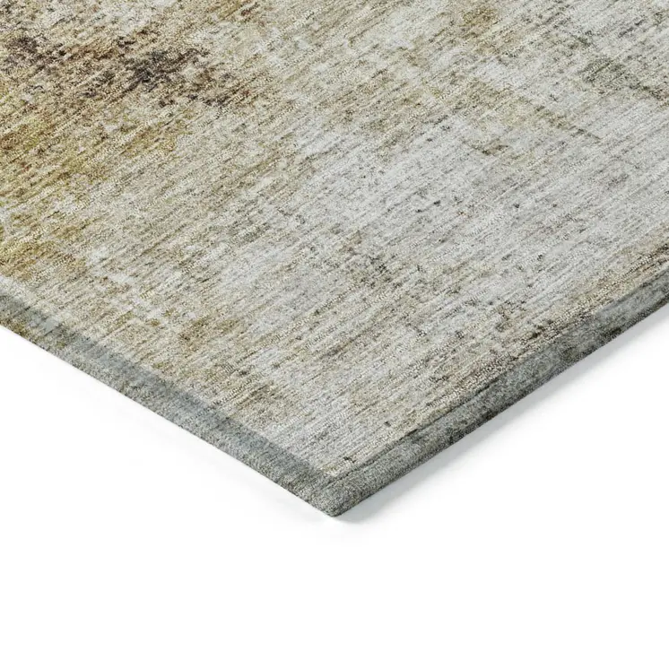 3' X 5' Taupe Black And Copper Abstract Washable Indoor Outdoor Area Rug