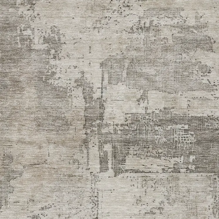 8' X 10' Linen And Gray Abstract Washable Indoor Outdoor Area Rug