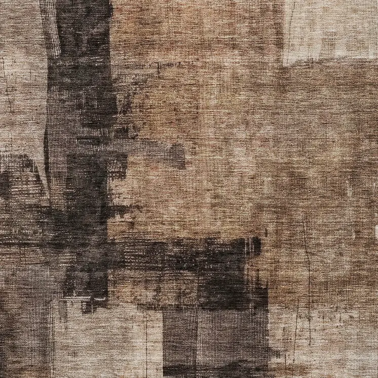 3' X 5' Brown Black And Tan Abstract Washable Indoor Outdoor Area Rug