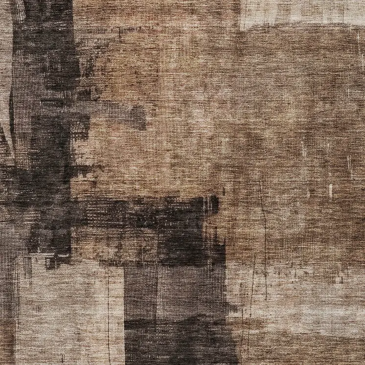 5' X 8' Brown Black And Tan Abstract Washable Indoor Outdoor Area Rug