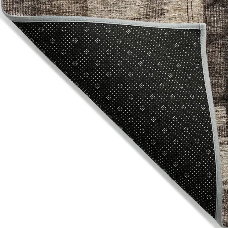 8' X 10' Brown Black And Tan Abstract Washable Indoor Outdoor Area Rug