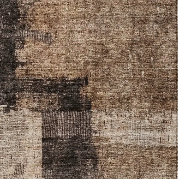9' X 12' Brown Black And Tan Abstract Washable Indoor Outdoor Area Rug