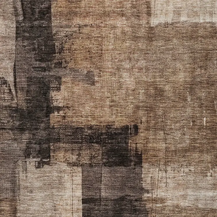 10' X 14' Brown Black And Tan Abstract Washable Indoor Outdoor Area Rug