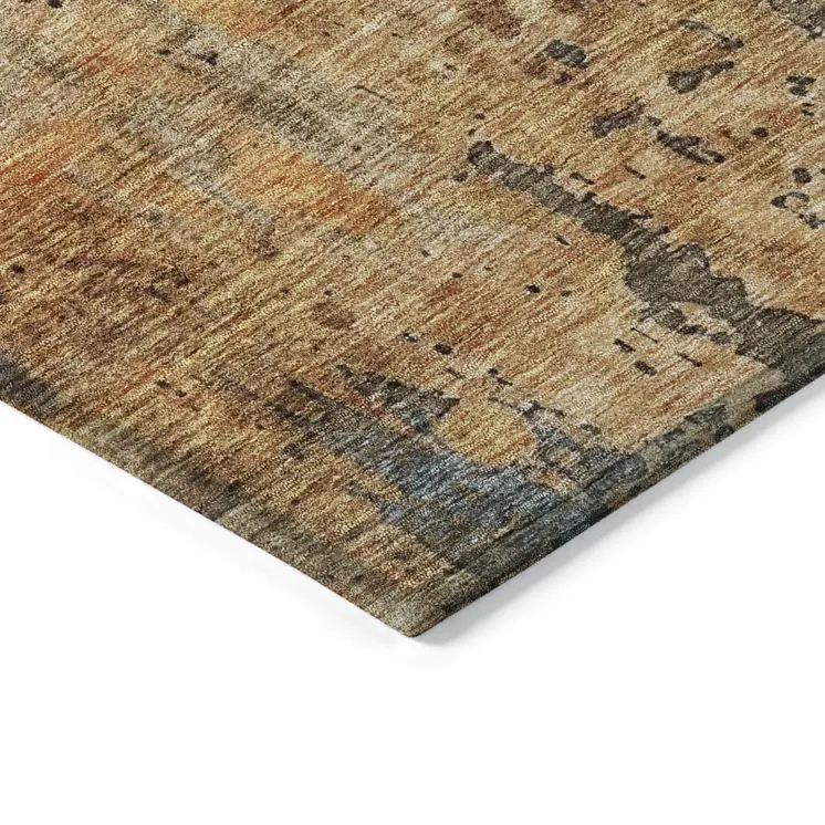 5' X 8' Copper And Brown Abstract Washable Indoor Outdoor Area Rug
