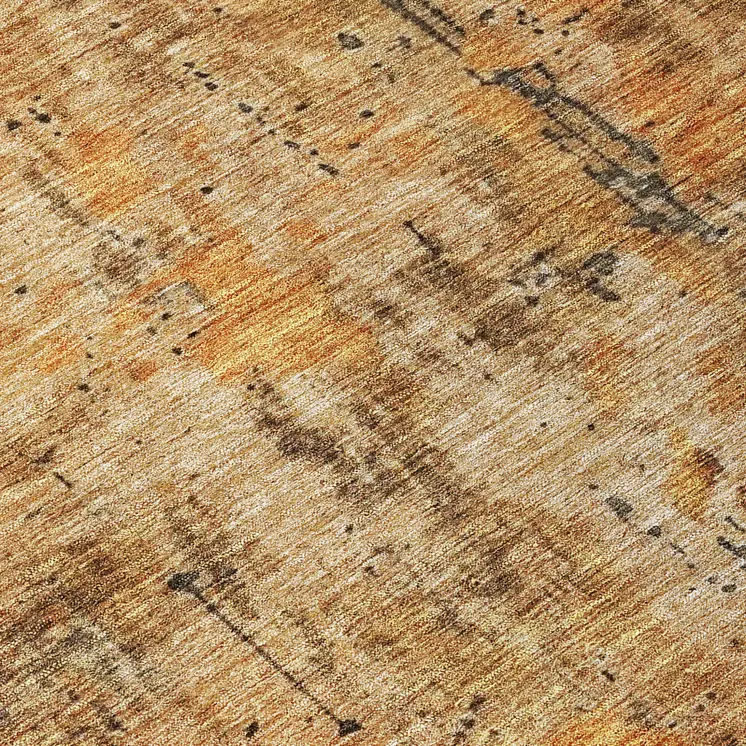 8' Copper And Brown Round Abstract Washable Indoor Outdoor Area Rug