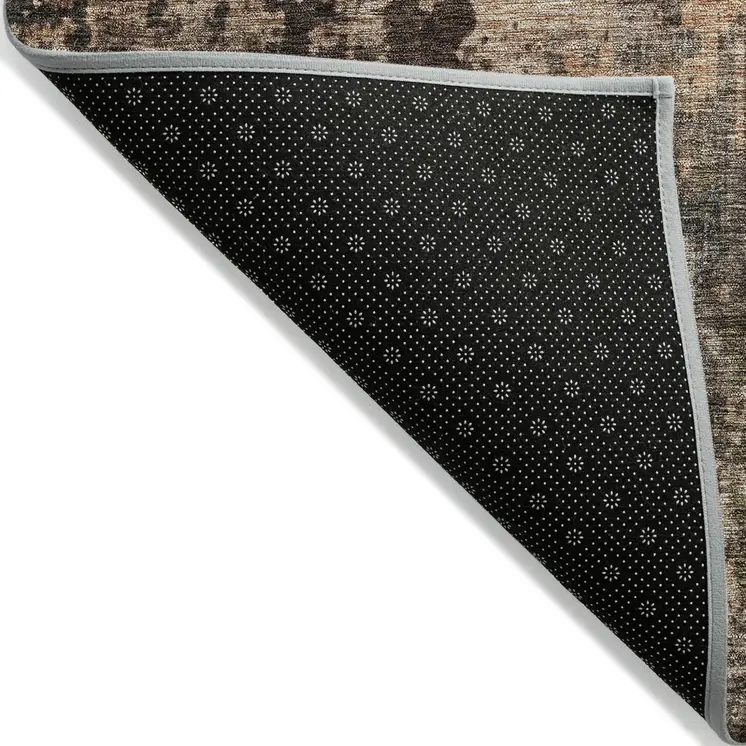 3' X 5' Blue Copper And Brown Abstract Washable Indoor Outdoor Area Rug
