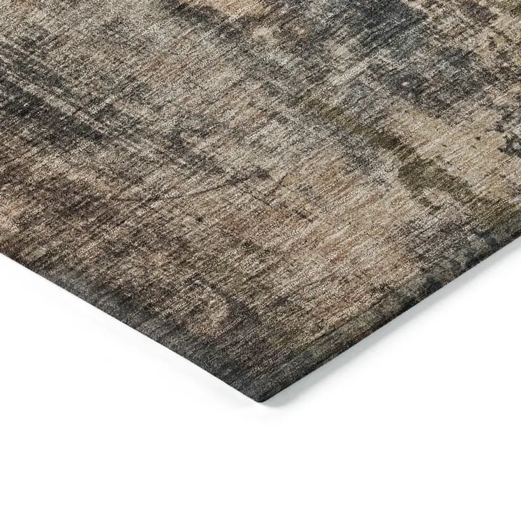 5' X 8' Blue Copper And Brown Abstract Washable Indoor Outdoor Area Rug