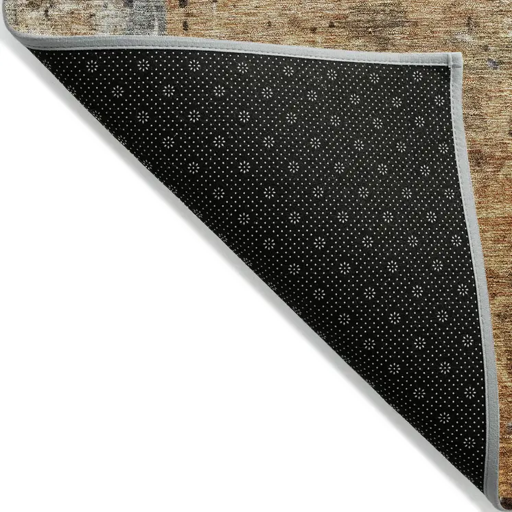 3' X 5' Copper And Black Abstract Washable Indoor Outdoor Area Rug