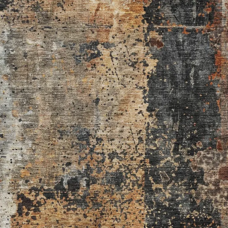 8' X 10' Copper And Black Abstract Washable Indoor Outdoor Area Rug
