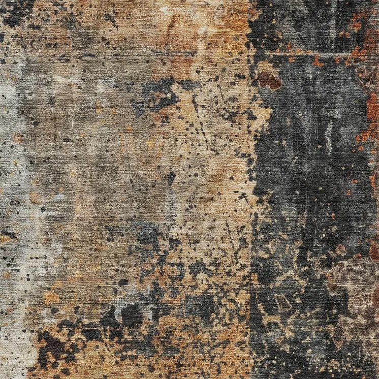 10' X 14' Copper And Black Abstract Washable Indoor Outdoor Area Rug