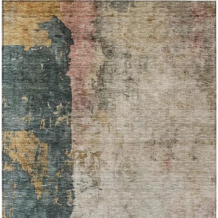 8' X 10' Taupe Blue And Lavender Abstract Washable Indoor Outdoor Area Rug