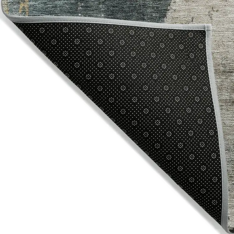 8' X 10' Taupe Blue And Lavender Abstract Washable Indoor Outdoor Area Rug