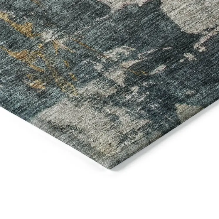 8' X 10' Taupe Blue And Lavender Abstract Washable Indoor Outdoor Area Rug