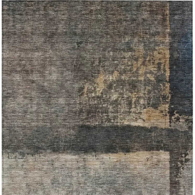 8' X 10' Coffee Black And Beige Abstract Washable Indoor Outdoor Area Rug