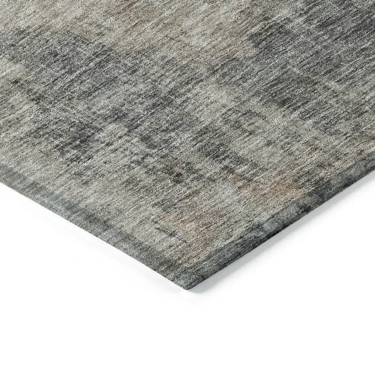 9' X 12' Coffee Black And Beige Abstract Washable Indoor Outdoor Area Rug