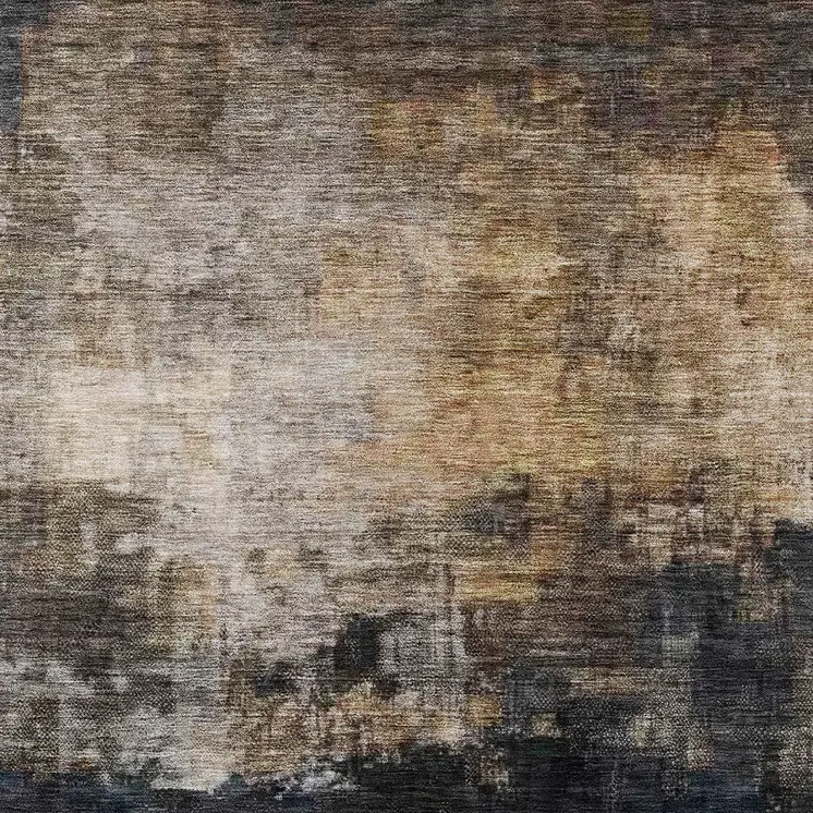 5' X 8' Charcoal Tan And Beige Abstract Washable Indoor Outdoor Area Rug