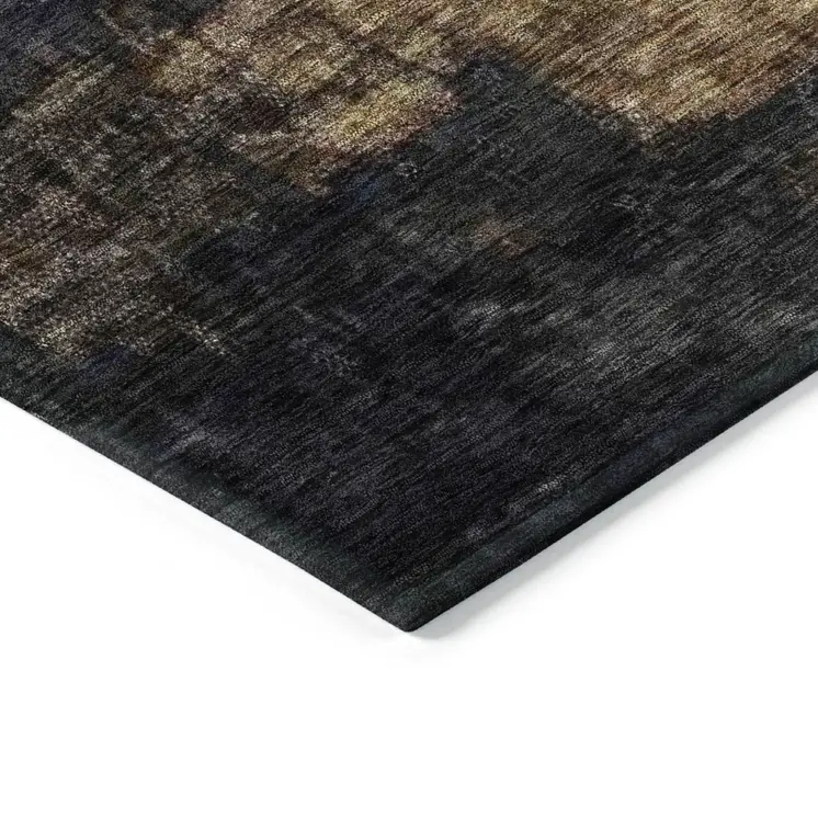 10' X 14' Charcoal Tan And Beige Abstract Washable Indoor Outdoor Area Rug