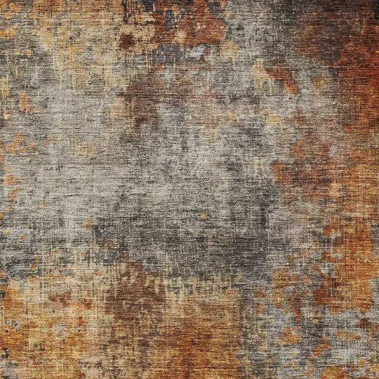 3' X 5' Copper Terra Cotta And Black Abstract Washable Indoor Outdoor Area Rug