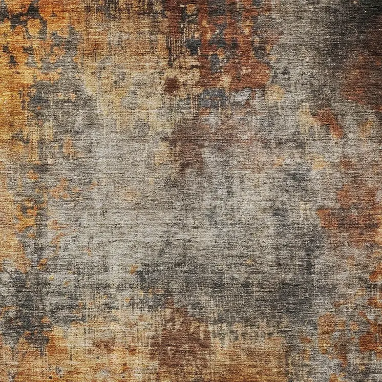 9' X 12' Copper Terra Cotta And Black Abstract Washable Indoor Outdoor Area Rug