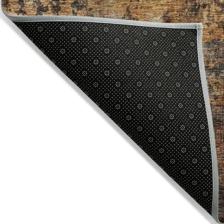 10' X 14' Copper Terra Cotta And Black Abstract Washable Indoor Outdoor Area Rug