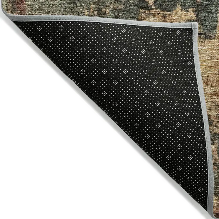 3' X 5' Sage Tan And Copper Abstract Washable Indoor Outdoor Area Rug