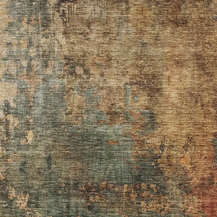 5' X 8' Sage Tan And Copper Abstract Washable Indoor Outdoor Area Rug