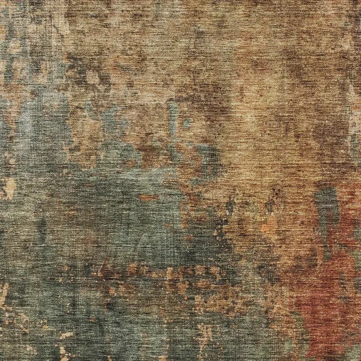 9' X 12' Sage Tan And Copper Abstract Washable Indoor Outdoor Area Rug