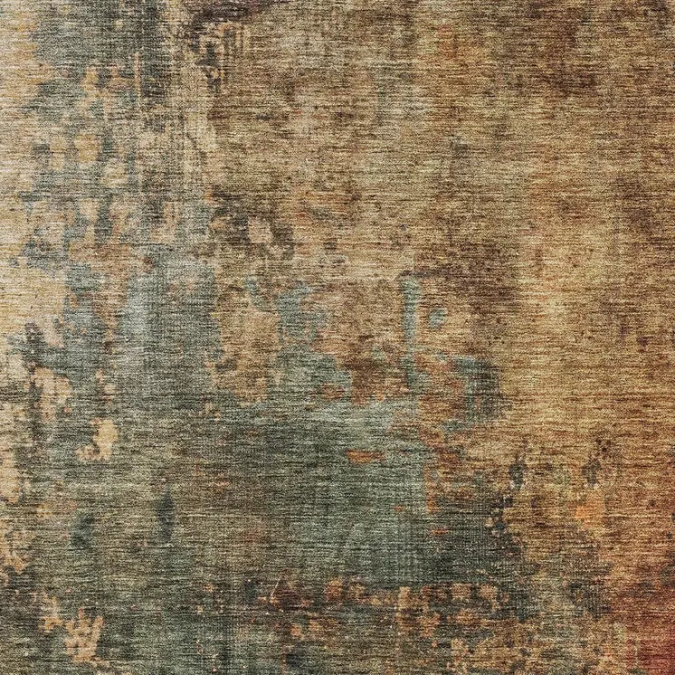 10' X 14' Sage Tan And Copper Abstract Washable Indoor Outdoor Area Rug
