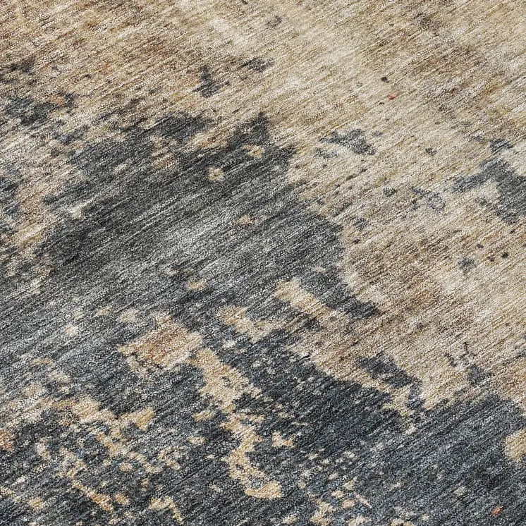 8' Khaki Gray And Copper Round Abstract Washable Indoor Outdoor Area Rug