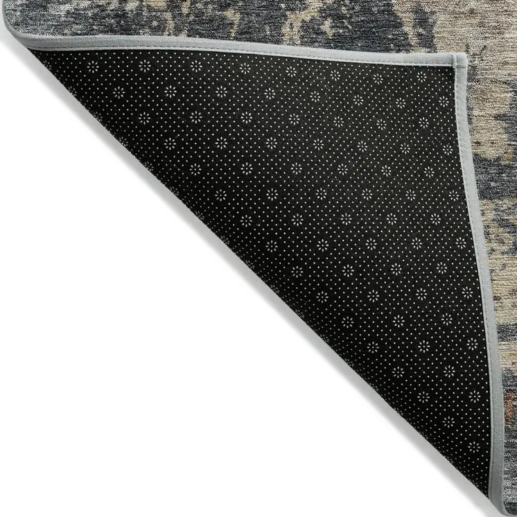 9' X 12' Khaki Gray And Copper Abstract Washable Indoor Outdoor Area Rug