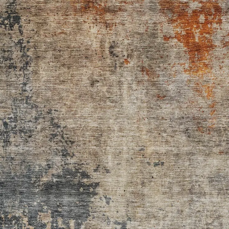 10' X 14' Khaki Gray And Copper Abstract Washable Indoor Outdoor Area Rug