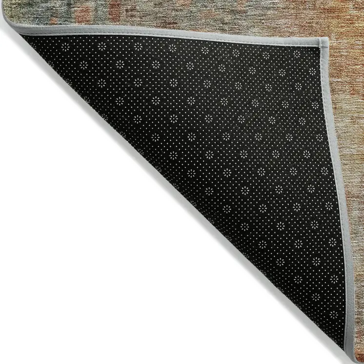 3' X 5' Tan Copper And Terra Cotta Abstract Washable Indoor Outdoor Area Rug
